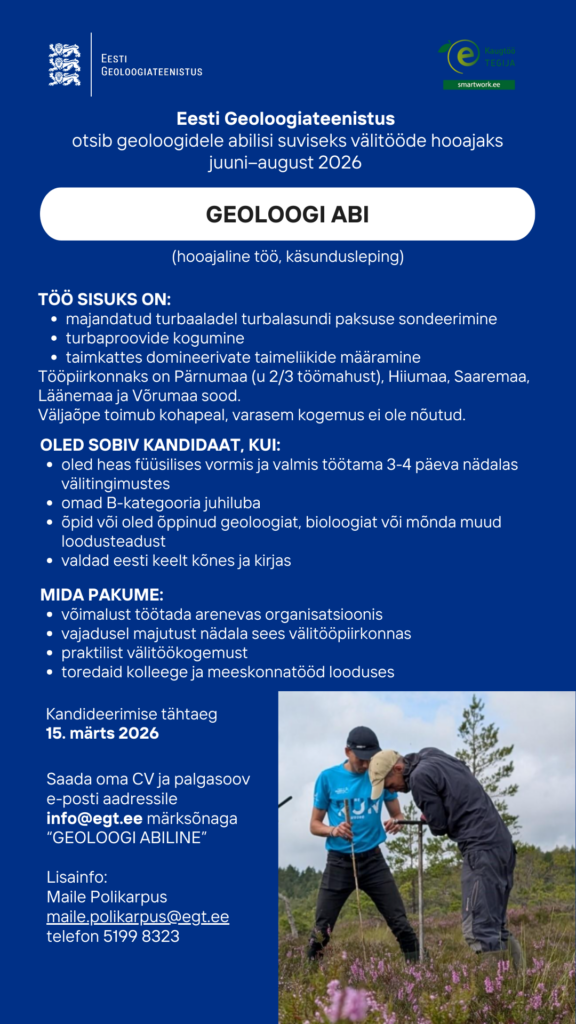 Eesti Geoloogiateenistus otsib suveks abilisi
