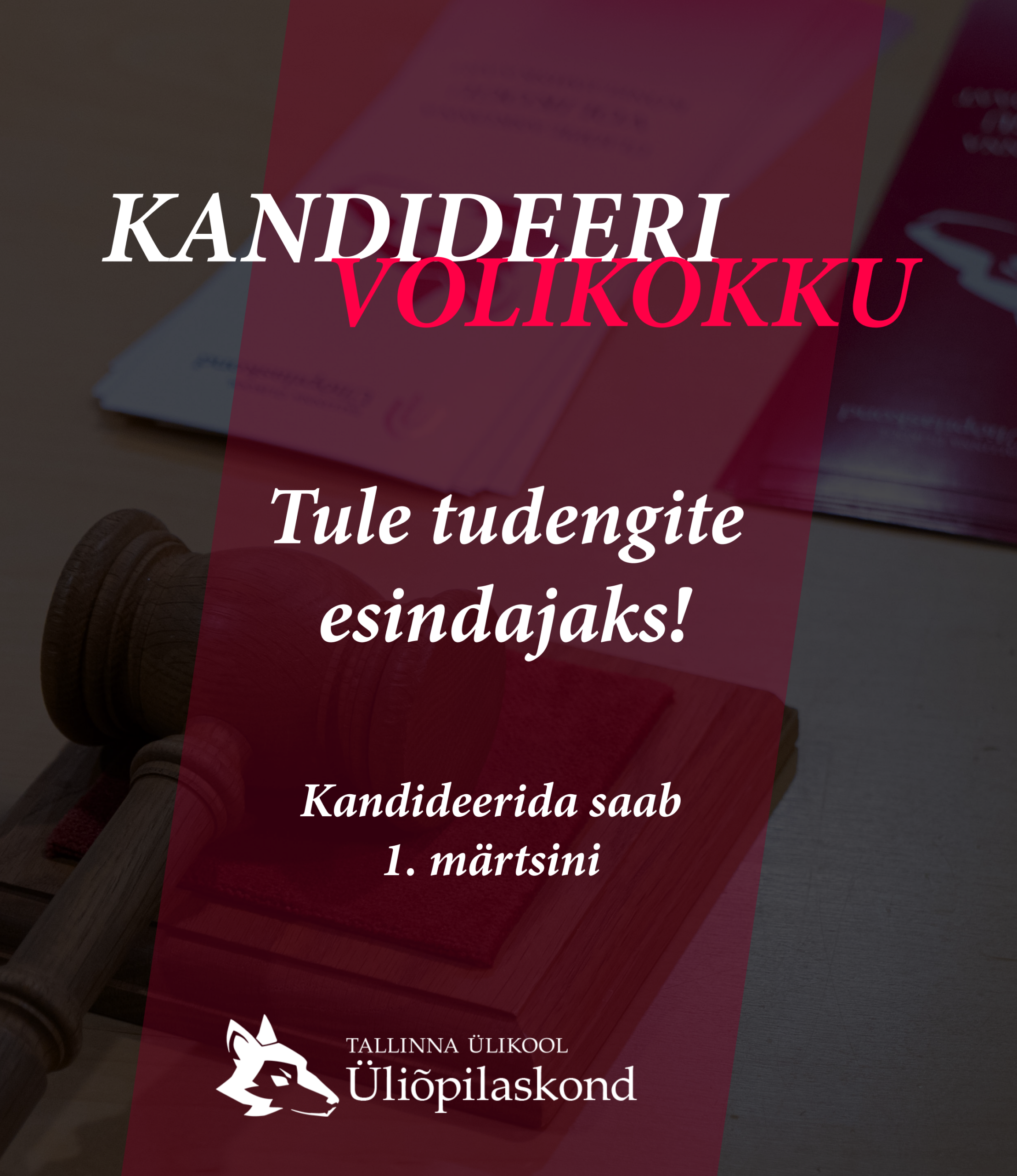 TALLINNA ÜLIKOOLI ÜLIÕPILASKONNA VOLIKOKKU KANDIDEERIMINE ON AVATUD!