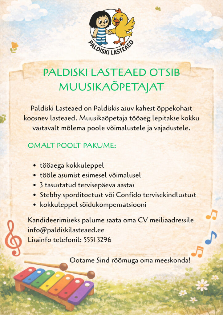 Paldiski Lasteaed otsib muusikaõpetajat