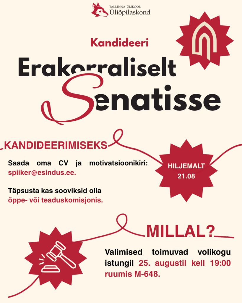 KANDIDEERI ERAKORRALISELT TALLINNA ÜLIKOOLI SENATISSE